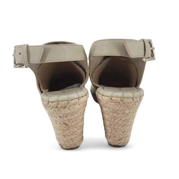 Marc Fisher Senton Wedge Espadrille Sandals‎ Studded Perforated Leather Tan Sz 6 - Picture 4 of 6